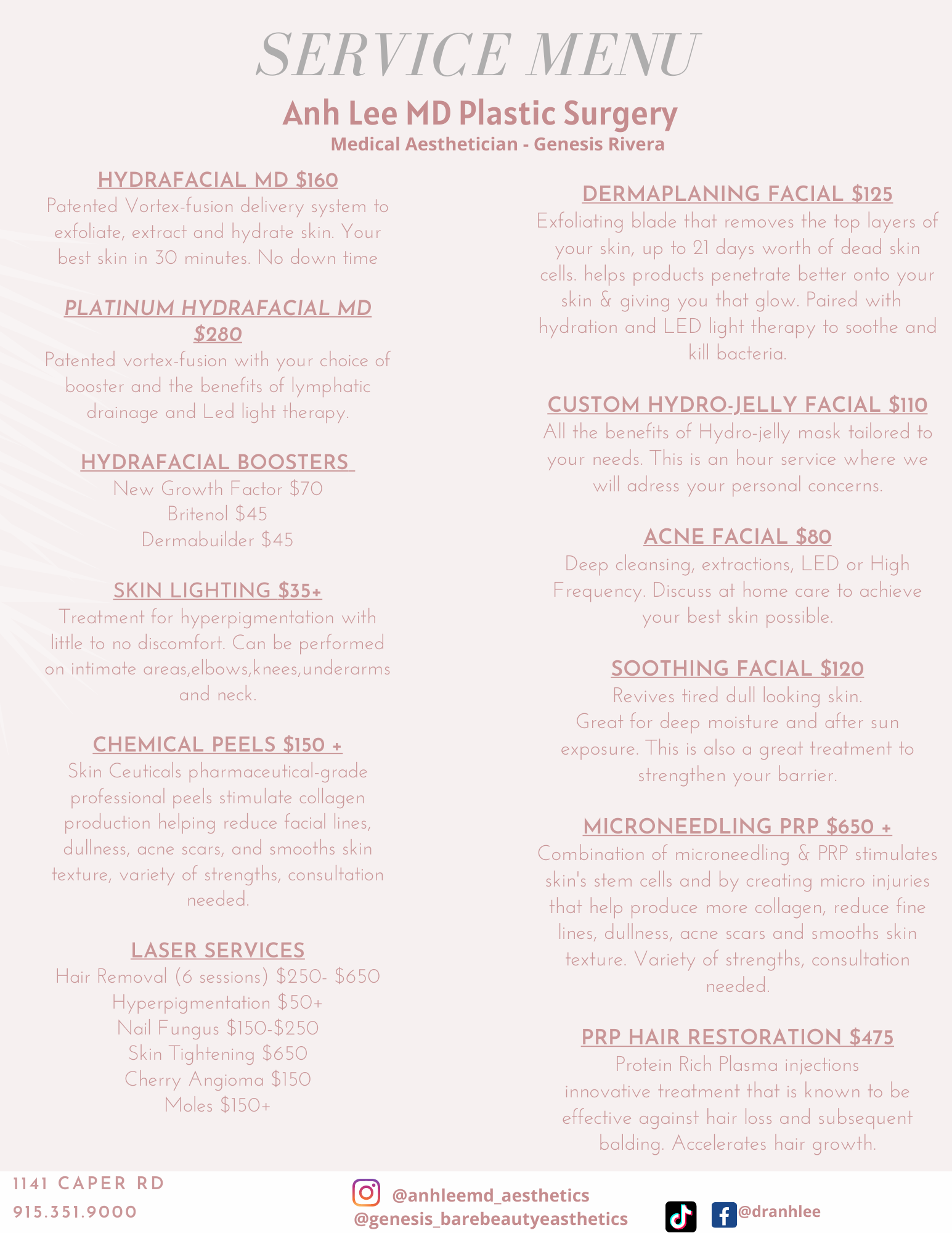 Specials from Dr. Anh Lee Plastic Surgery - El Paso